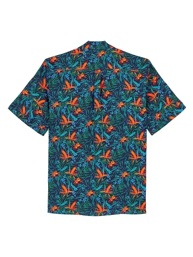 Vilebrequin Men's Tropical Flowers Linen Camp Shirt - Blue Marine - Size XXL | Thumbnail 2 Vilebrequin Men's Tropical Flowers Linen Camp Shirt - Blue Marine - Size XXL | Thumbnail 2