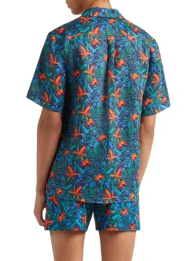 Vilebrequin Men's Tropical Flowers Linen Camp Shirt - Blue Marine - Size XXL | Thumbnail 4 Vilebrequin Men's Tropical Flowers Linen Camp Shirt - Blue Marine - Size XXL | Thumbnail 4