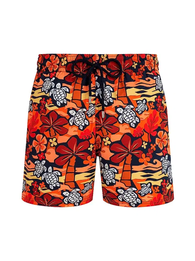Vilebrequin Men's Turtles & Palm Trees Swim Shorts - Abricot - Size XXL