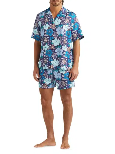 Vilebrequin Men's Silk Bowling Shirt - Minuit - Size XL | Thumbnail 2