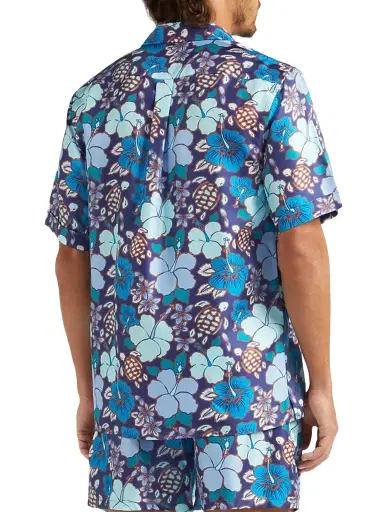 Vilebrequin Men's Silk Bowling Shirt - Minuit - Size XL | Thumbnail 4