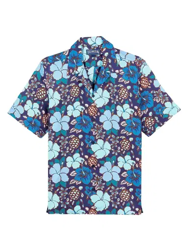 Vilebrequin Men's Silk Bowling Shirt - Minuit - Size XL | Thumbnail 1