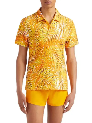 Vilebrequin Men's Palm Leaves Stretch Polo Shirt - Mangue - Size XXL | Thumbnail 4