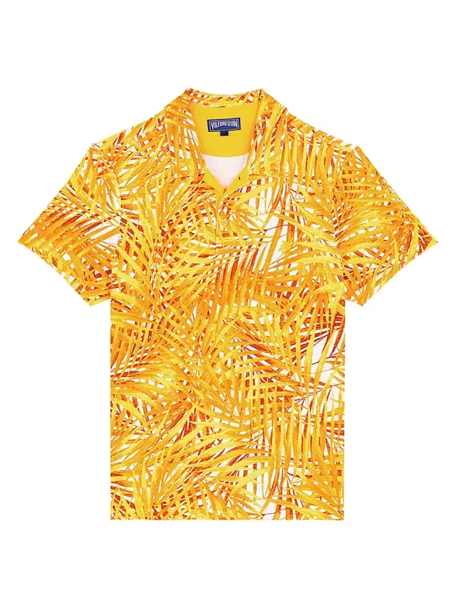 Vilebrequin Men's Palm Leaves Stretch Polo Shirt - Mangue