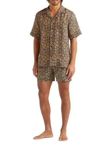 Vilebrequin Men's Geometric Carapaces Linen Camp Shirt - Blue Marine - Size XL | Thumbnail 2 Vilebrequin Men's Geometric Carapaces Linen Camp Shirt - Blue Marine - Size XL | Thumbnail 2