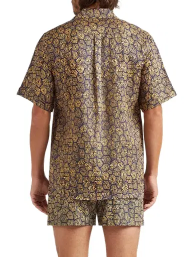 Vilebrequin Men's Geometric Carapaces Linen Camp Shirt - Blue Marine - Size XL | Thumbnail 5 Vilebrequin Men's Geometric Carapaces Linen Camp Shirt - Blue Marine - Size XL | Thumbnail 5