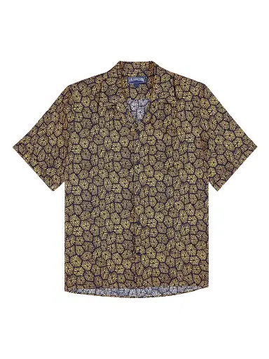 Vilebrequin Men's Geometric Carapaces Linen Camp Shirt - Blue Marine - Size XL | Thumbnail 1 Vilebrequin Men's Geometric Carapaces Linen Camp Shirt - Blue Marine - Size XL | Thumbnail 1