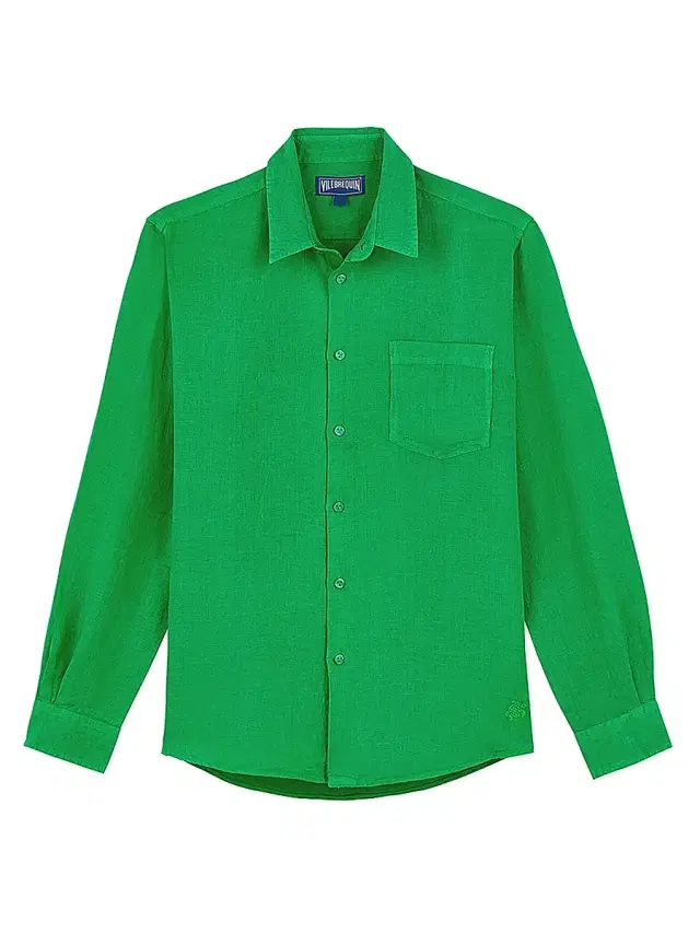 Vilebrequin Men's Caroubis Linen Button-Front Shirt - Jungle - Size XL