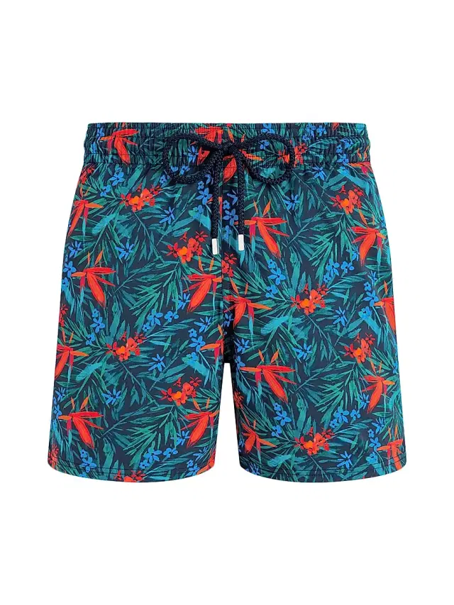Vilebrequin Men's Tropical Flower Swim Trunks - Blue Marine - Size Medium