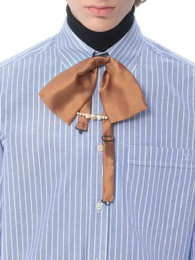 Valentino Garavani Men's VLogo Embroidered Cotton Shirt - White Azure - Size 15 | Thumbnail 5 Valentino Garavani Men's VLogo Embroidered Cotton Shirt - White Azure - Size 15 | Thumbnail 5