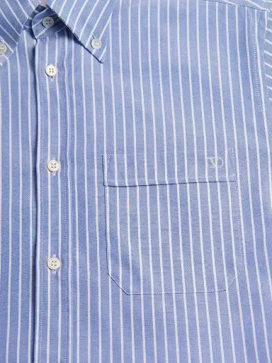 Valentino Garavani Men's VLogo Embroidered Cotton Shirt - White Azure - Size 15 | Thumbnail 7 Valentino Garavani Men's VLogo Embroidered Cotton Shirt - White Azure - Size 15 | Thumbnail 7