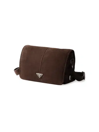 Prada Men's Suede Shoulder Bag - Dark Brown | Thumbnail 2