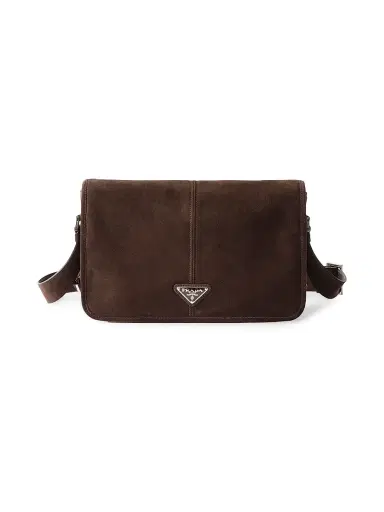 Prada Men's Suede Shoulder Bag - Dark Brown | Thumbnail 1