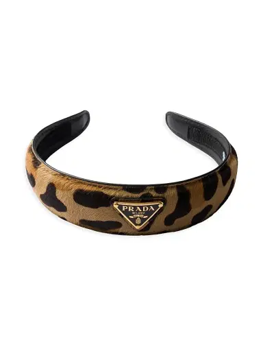 Prada Women's Printed Leather Headband - Beige Khaki | Thumbnail 3 Prada Women's Printed Leather Headband - Beige Khaki | Thumbnail 3