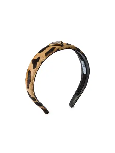 Prada Women's Printed Leather Headband - Beige Khaki | Thumbnail 1 Prada Women's Printed Leather Headband - Beige Khaki | Thumbnail 1