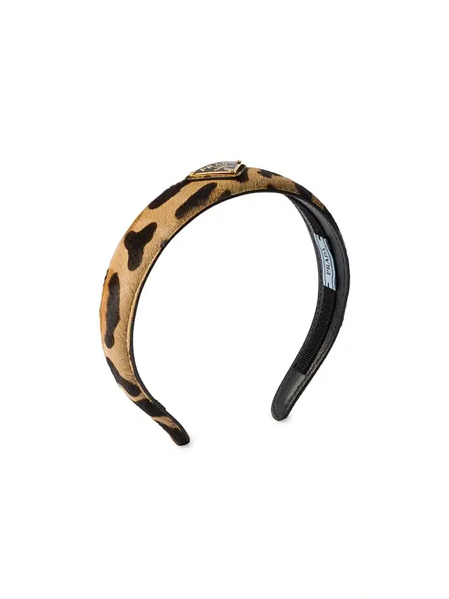 Women's Printed Leather Headband - Beige Khaki