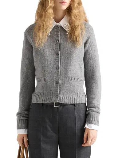 Prada Women's Re-Cashmere Cardigan - Grey | Thumbnail 2