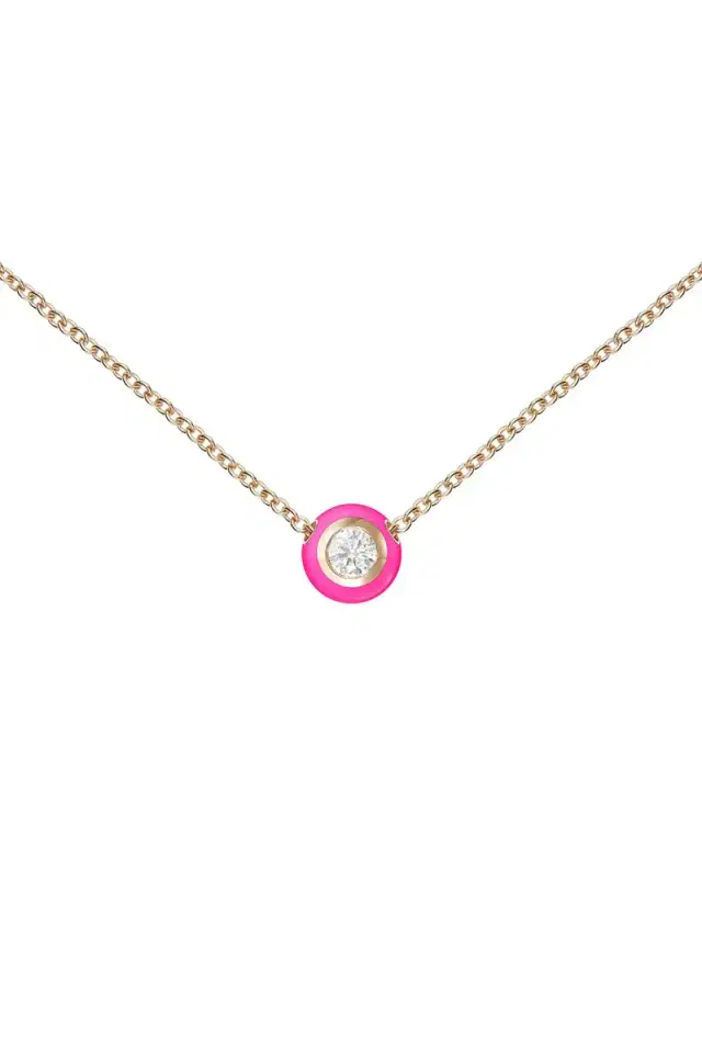 Melissa Kaye Small Neon Pink Audrey Pendant Necklace