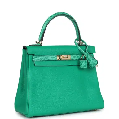 HERMÈS Hermes Kelly Retourne 25 Menthe Togo and Varanus Niloticus Lizard Touch Permabrass Hardware | Thumbnail 2 HERMÈS Hermes Kelly Retourne 25 Menthe Togo and Varanus Niloticus Lizard Touch Permabrass Hardware | Thumbnail 2