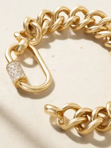 Marla Aaron Mega Curb 14-karat Gold Diamond Bracelet | Thumbnail 3