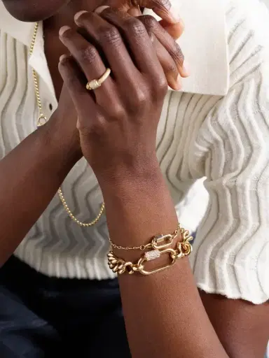 Marla Aaron Mega Curb 14-karat Gold Diamond Bracelet | Thumbnail 4