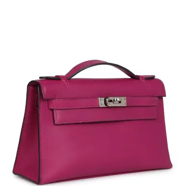 HERMÈS Hermes Kelly Pochette Rose Pourpre Swift Palladium Hardware | Thumbnail 2 HERMÈS Hermes Kelly Pochette Rose Pourpre Swift Palladium Hardware | Thumbnail 2