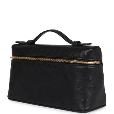 Madison Avenue Couture Loro Piana Extra Pocket L19 Pouch Black Ostrich Gold Hardware | Thumbnail 5 Madison Avenue Couture Loro Piana Extra Pocket L19 Pouch Black Ostrich Gold Hardware | Thumbnail 5