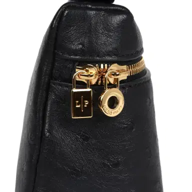 Madison Avenue Couture Loro Piana Extra Pocket L19 Pouch Black Ostrich Gold Hardware | Thumbnail 7 Madison Avenue Couture Loro Piana Extra Pocket L19 Pouch Black Ostrich Gold Hardware | Thumbnail 7