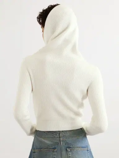 Alaïa Hooded Cropped Ribbed Wool-blend Sweater | Thumbnail 4