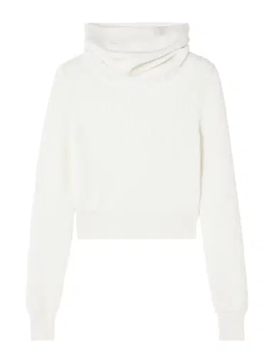 Alaïa Hooded Cropped Ribbed Wool-blend Sweater | Thumbnail 1