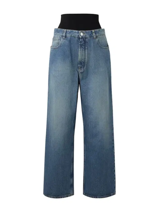 Layered Jersey-trimmed Wide-leg Jeans