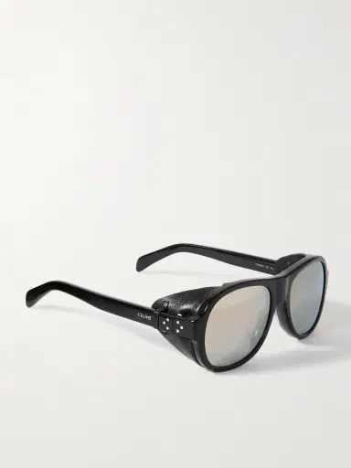CELINE Eyewear Aviator-style Leather-trimmed Acetate Sunglasses | Thumbnail 3 CELINE Eyewear Aviator-style Leather-trimmed Acetate Sunglasses | Thumbnail 3