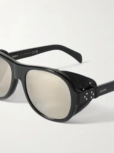 CELINE Eyewear Aviator-style Leather-trimmed Acetate Sunglasses | Thumbnail 4 CELINE Eyewear Aviator-style Leather-trimmed Acetate Sunglasses | Thumbnail 4
