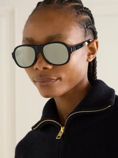 CELINE Eyewear Aviator-style Leather-trimmed Acetate Sunglasses | Thumbnail 5 CELINE Eyewear Aviator-style Leather-trimmed Acetate Sunglasses | Thumbnail 5