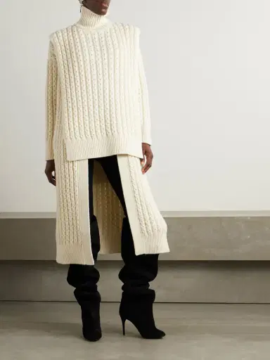 Alaïa Oversized Belted Ribbed Wool Turtleneck Sweater Vest | Thumbnail 2