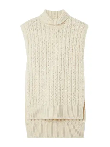 Alaïa Oversized Belted Ribbed Wool Turtleneck Sweater Vest | Thumbnail 1