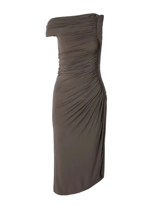 One-shoulder Draped Stretch-jersey Midi Dress