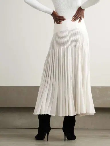 Alaïa Pleated Wool Midi Skirt | Thumbnail 3