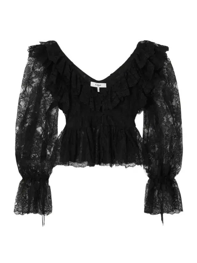 Ruffled Cotton-blend Lace Peplum Blouse
