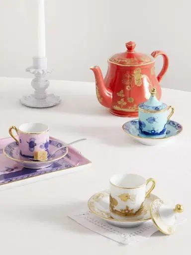 GINORI 1735 Set Of Four Gold-plated Porcelain Coffee Cups And Saucers | Thumbnail 2 GINORI 1735 Set Of Four Gold-plated Porcelain Coffee Cups And Saucers | Thumbnail 2
