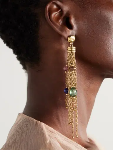 Chloé Fringed Gold-tone Beaded Earrings | Thumbnail 2