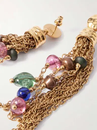 Chloé Fringed Gold-tone Beaded Earrings | Thumbnail 3