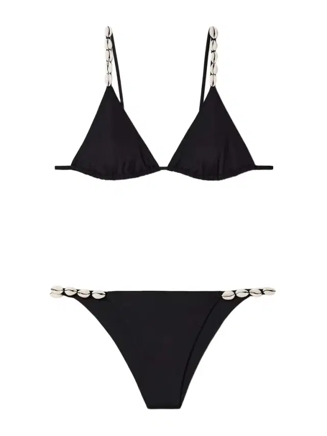 Cowries Embellished Triangle Bikini