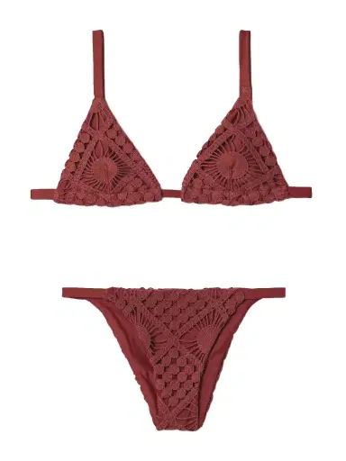 SARA CRISTINA Sun Crocheted Cotton Triangle Bikini | Thumbnail 1