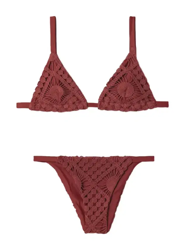Sun Crocheted Cotton Triangle Bikini