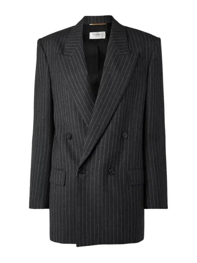 Oversized Double-breasted Pinstriped Wool-flannel Blazer