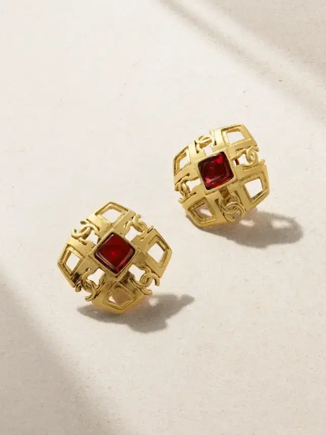 plated Crystal Clip Earrings