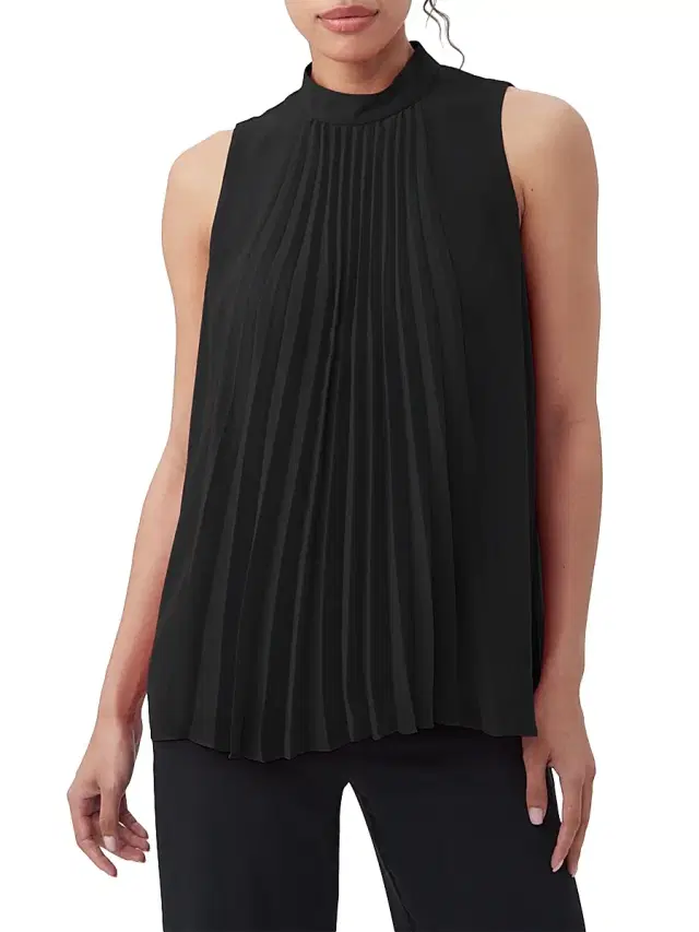 Women's Farasha Pleated Sleeveless Top - Black