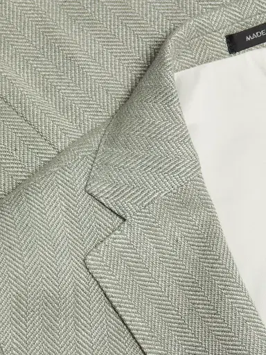 Saks Fifth Avenue Men's COLLECTION Solid Herringbone Jacket - Green - Size 48 | Thumbnail 7