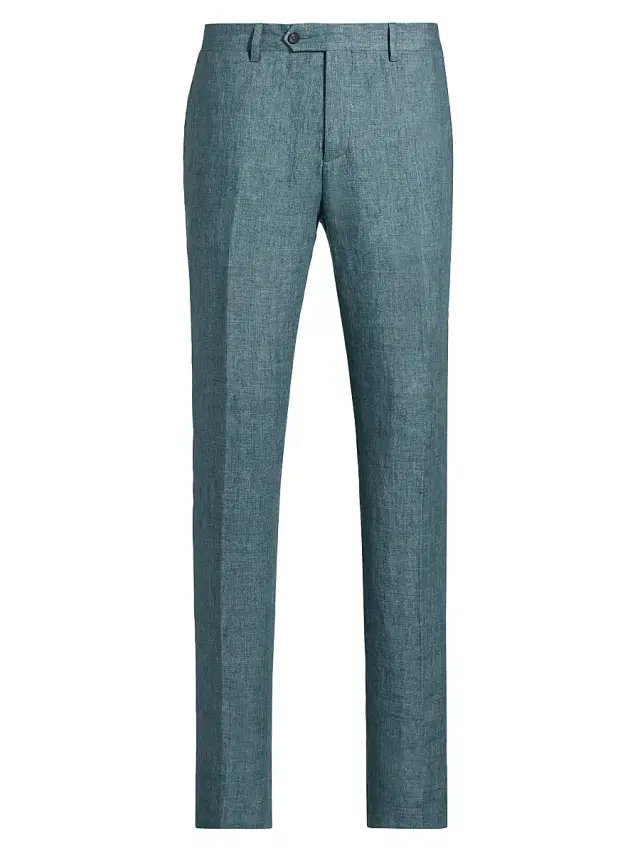 Men's Linen Suit Pants - Teal